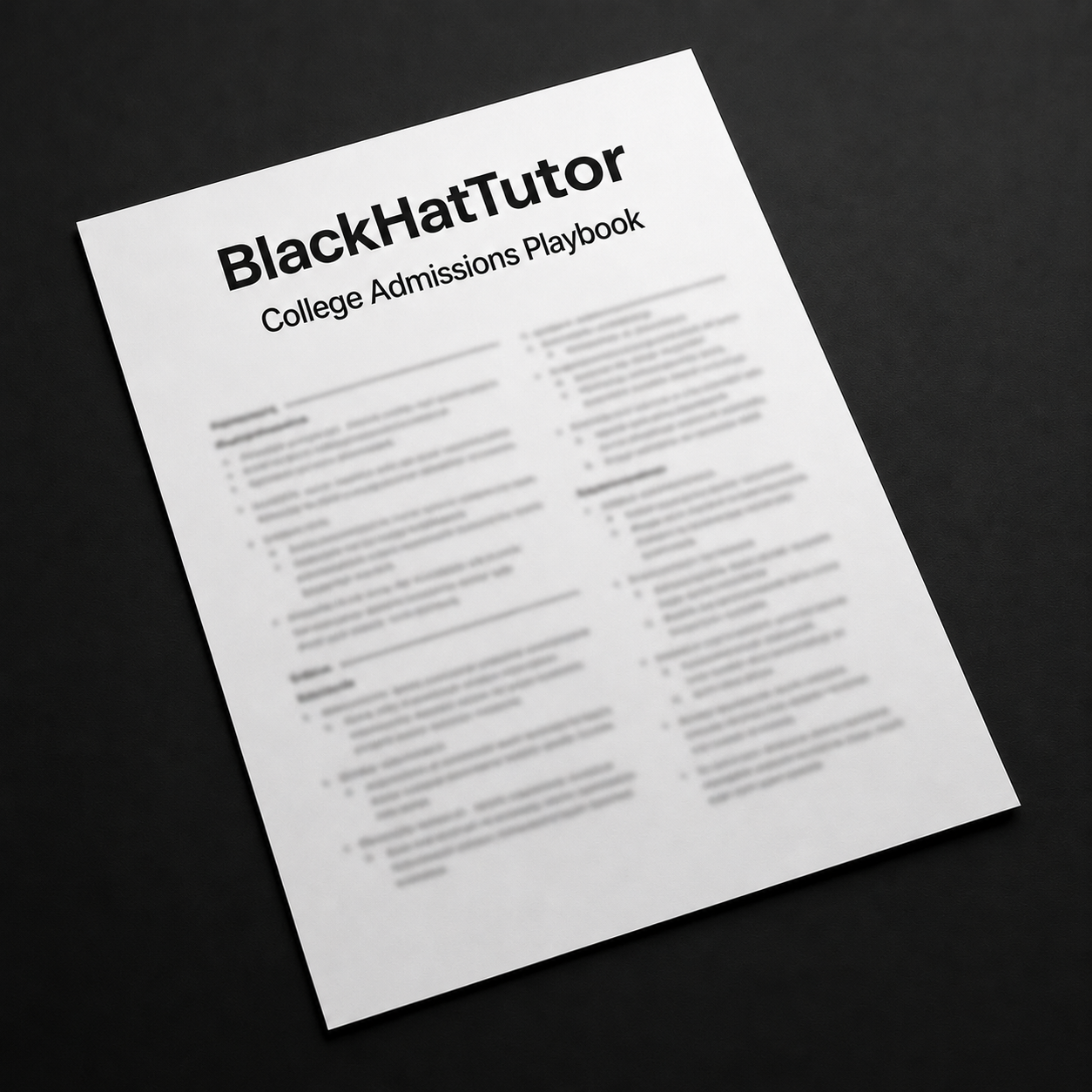 College Admissions Playbook